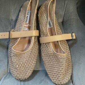 Steve Madden Beige Mesh Flats with Strap